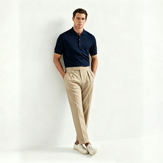 brunello cucinelli batavia cotton pleated straight leg trousers